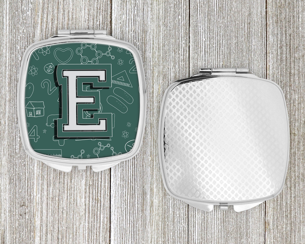 Letter E Back to School Initial Compact Mirror Decorative Travel Makeup Mirror for Women Girls Gifts Pocket Makeup Mirror Folding Handheld