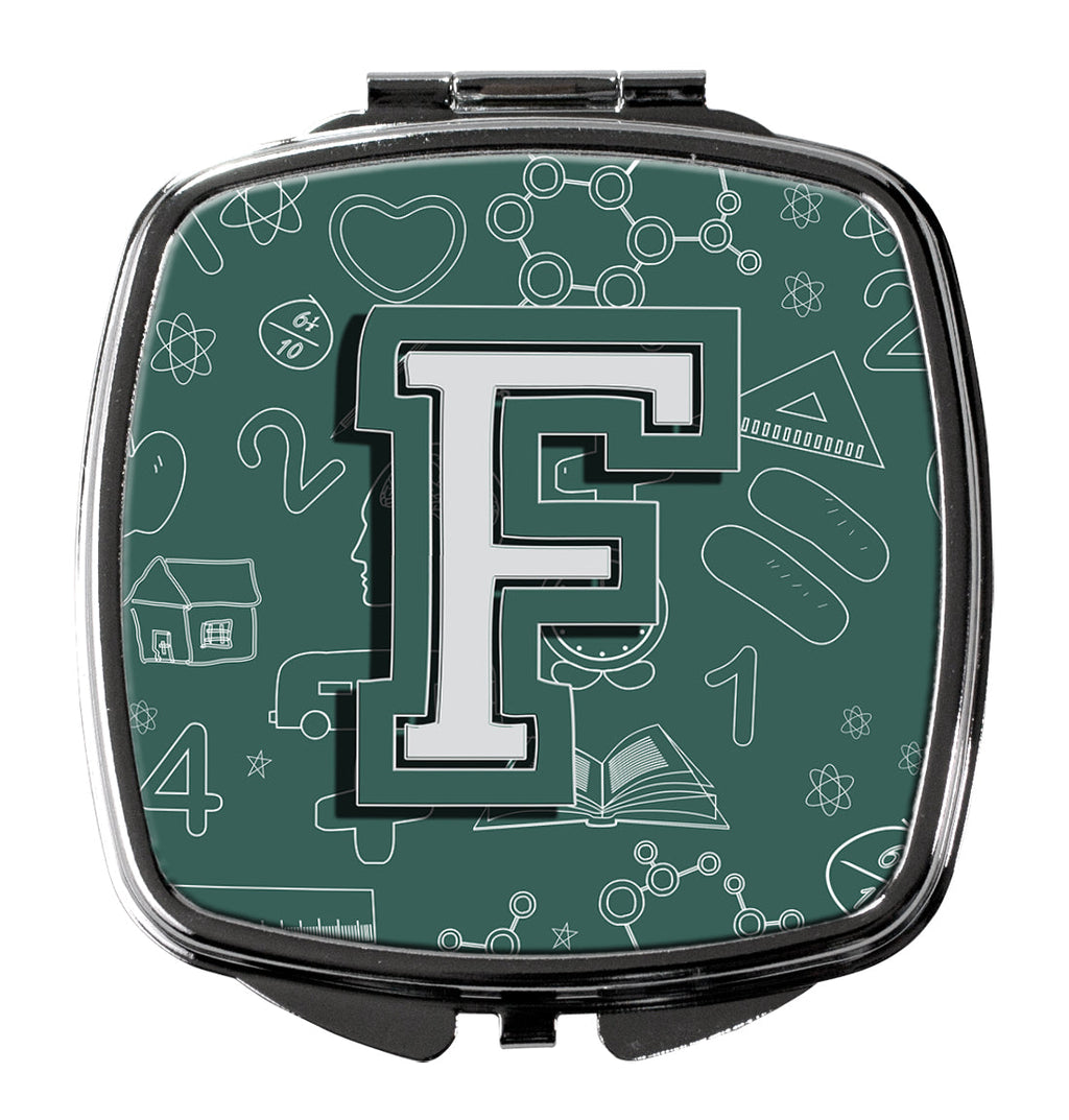 Letter F Back to School Initial Compact Mirror Decorative Travel Makeup Mirror for Women Girls Gifts Pocket Makeup Mirror Folding Handheld
