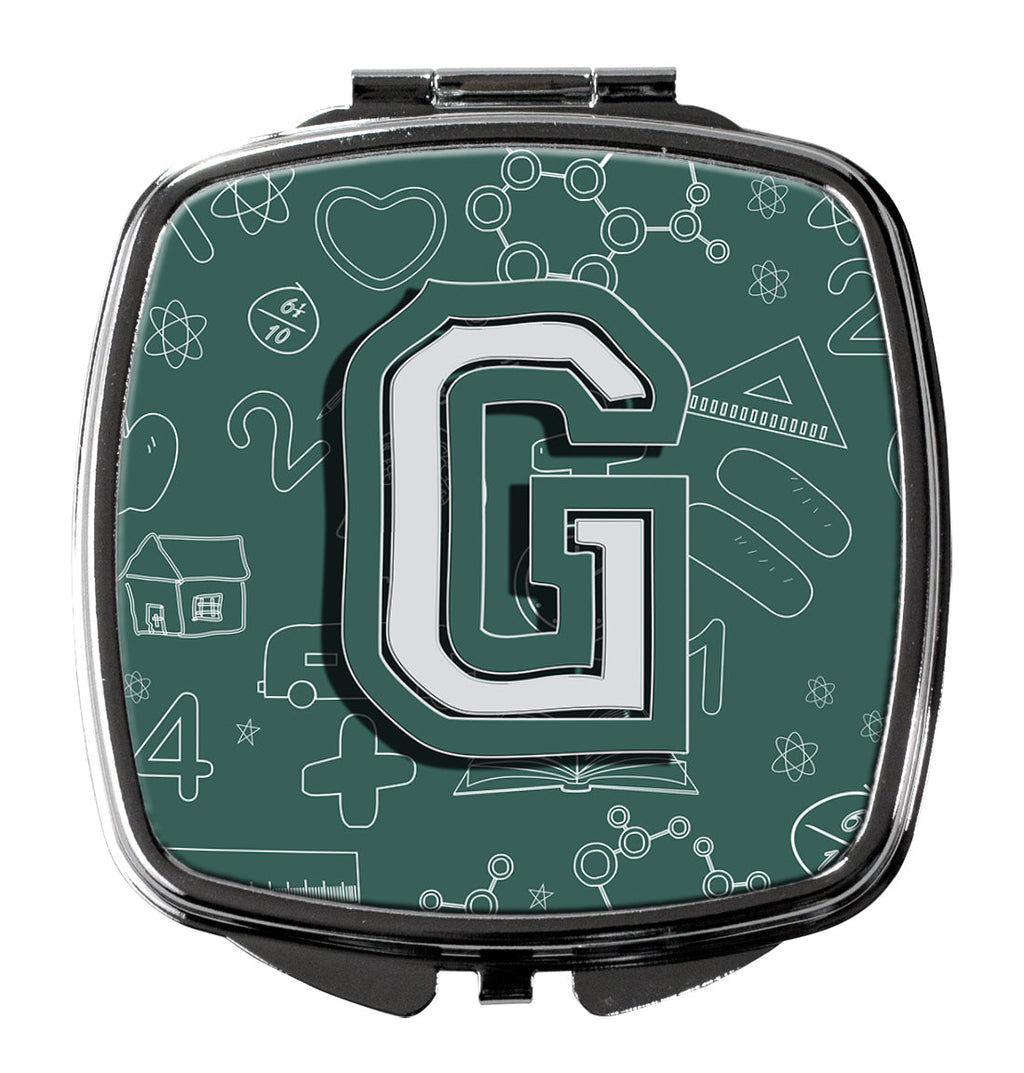Letter G Back to School Initial Compact Mirror Decorative Travel Makeup Mirror for Women Girls Gifts Pocket Makeup Mirror Folding Handheld