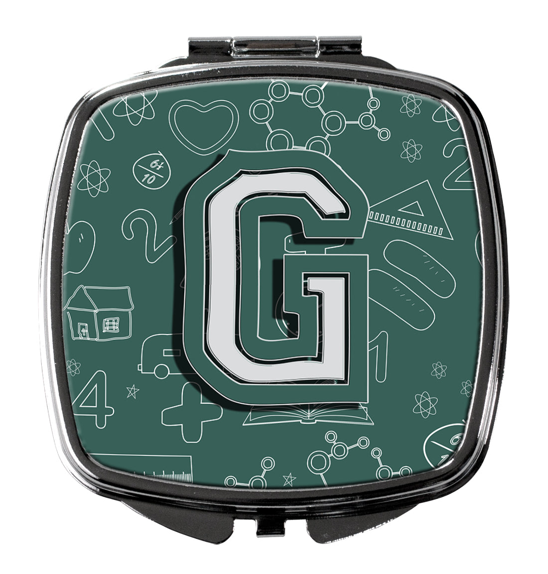 Letter G Back to School Initial Compact Mirror Decorative Travel Makeup Mirror for Women Girls Gifts Pocket Makeup Mirror Folding Handheld