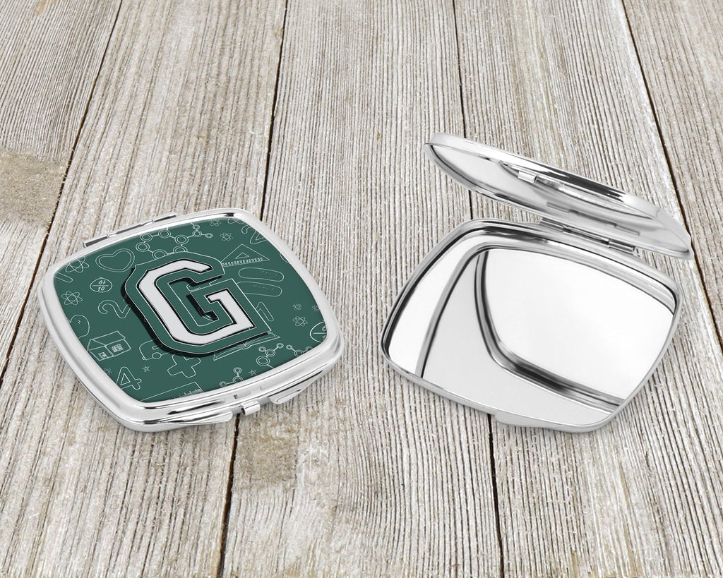 Letter G Back to School Initial Compact Mirror Decorative Travel Makeup Mirror for Women Girls Gifts Pocket Makeup Mirror Folding Handheld
