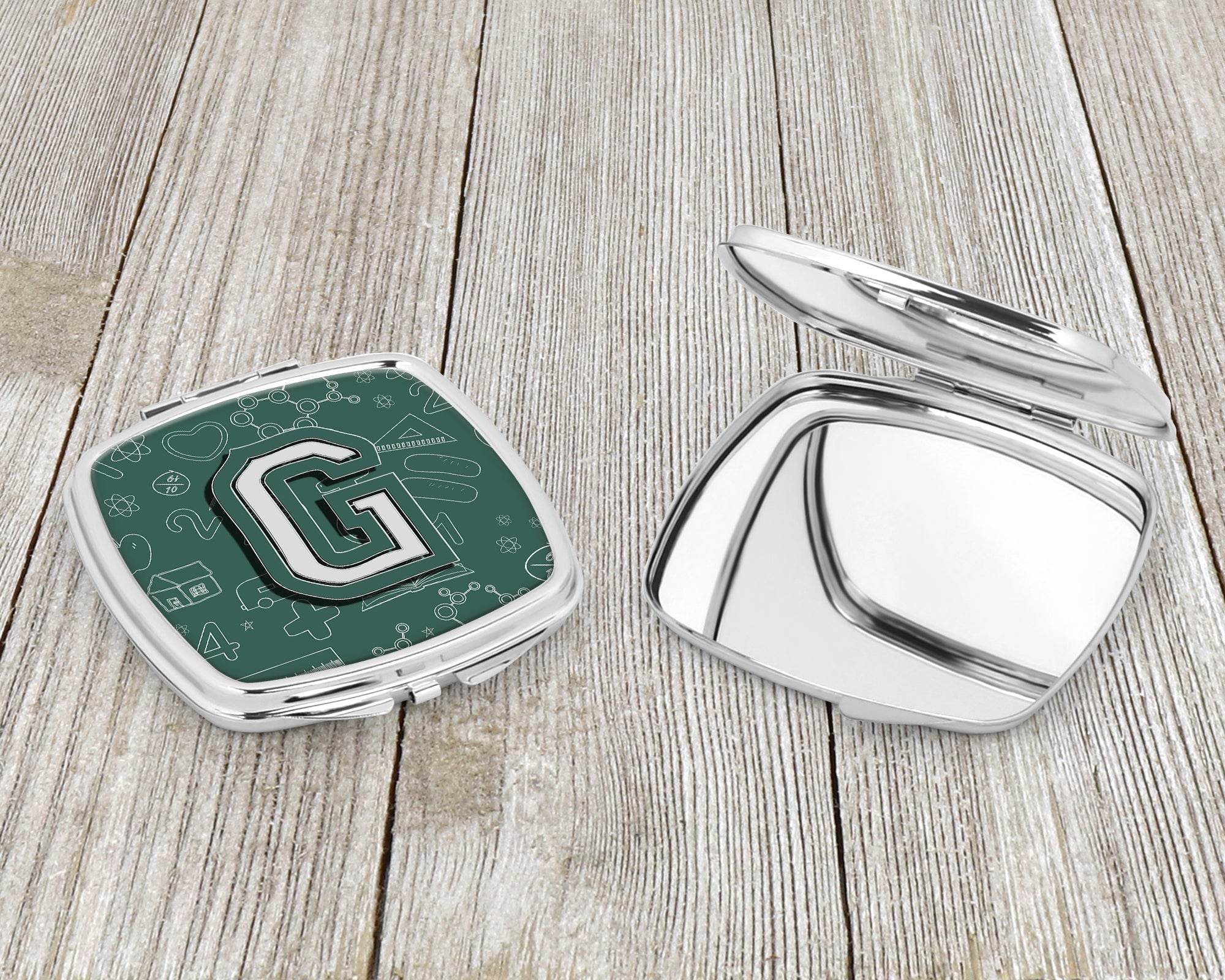 Letter G Back to School Initial Compact Mirror Decorative Travel Makeup Mirror for Women Girls Gifts Pocket Makeup Mirror Folding Handheld