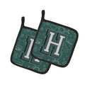 Letter H Back to School Initial Pot Holder Set of 2 Heat Resistant Quilted Hot Pads 7.5 x 7.5 Inch, Insulated Kitchen Trivets for Cooking & Baking