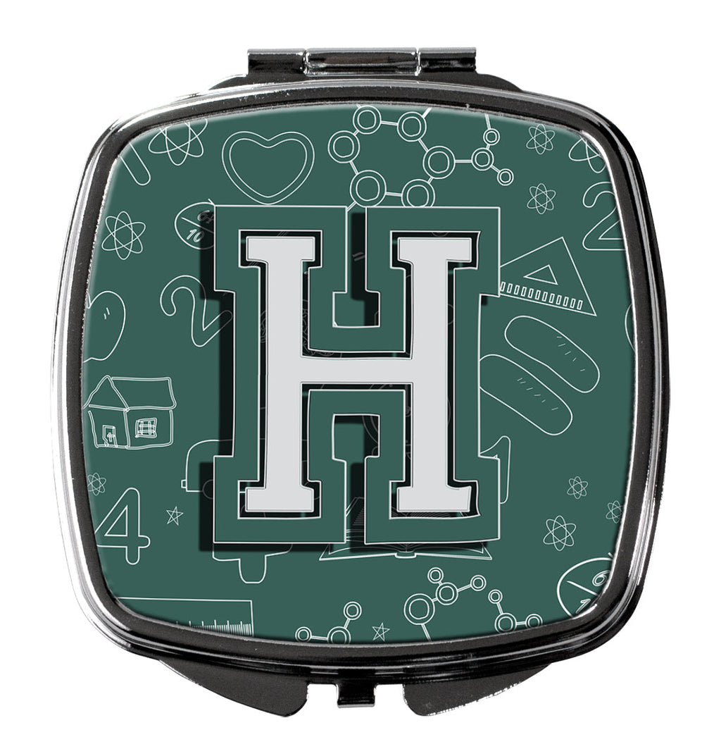 Letter H Back to School Initial Compact Mirror Decorative Travel Makeup Mirror for Women Girls Gifts Pocket Makeup Mirror Folding Handheld