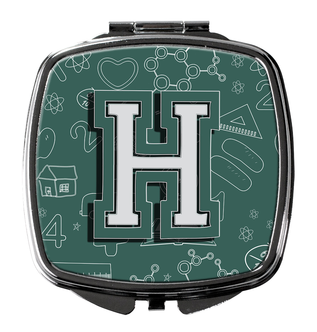 Letter H Back to School Initial Compact Mirror Decorative Travel Makeup Mirror for Women Girls Gifts Pocket Makeup Mirror Folding Handheld