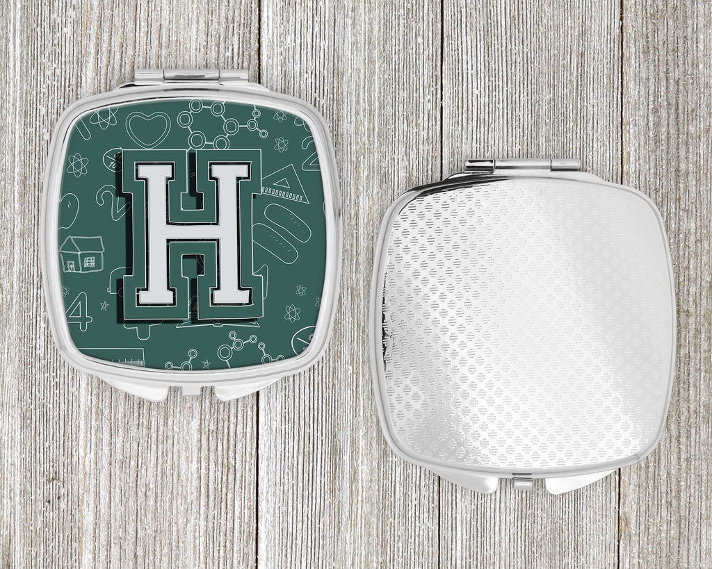Letter H Back to School Initial Compact Mirror Decorative Travel Makeup Mirror for Women Girls Gifts Pocket Makeup Mirror Folding Handheld