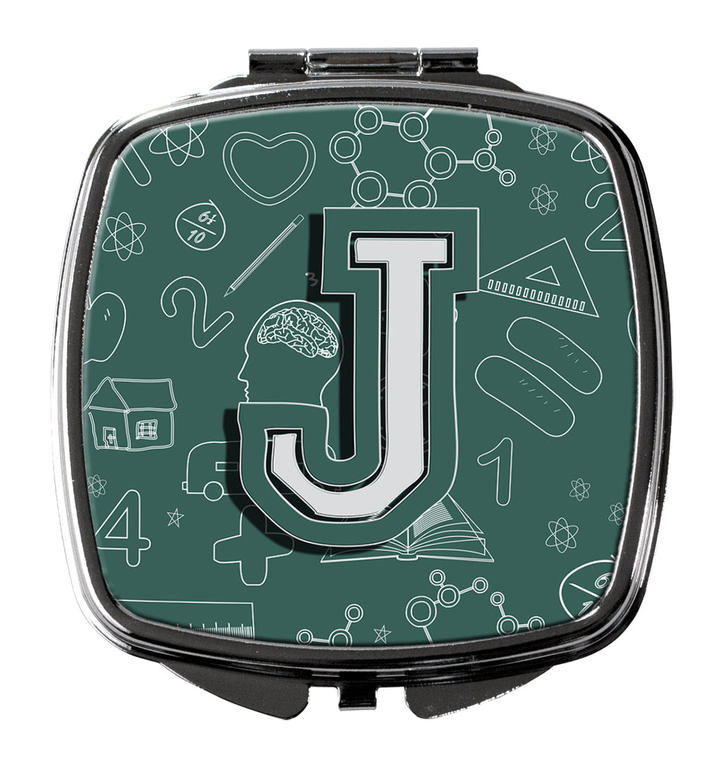 Letter J Back to School Initial Compact Mirror Decorative Travel Makeup Mirror for Women Girls Gifts Pocket Makeup Mirror Folding Handheld