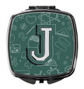Letter J Back to School Initial Compact Mirror Decorative Travel Makeup Mirror for Women Girls Gifts Pocket Makeup Mirror Folding Handheld