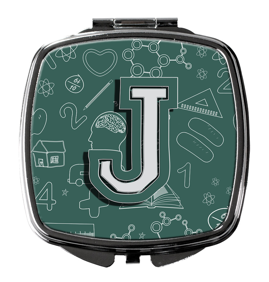 Letter J Back to School Initial Compact Mirror Decorative Travel Makeup Mirror for Women Girls Gifts Pocket Makeup Mirror Folding Handheld