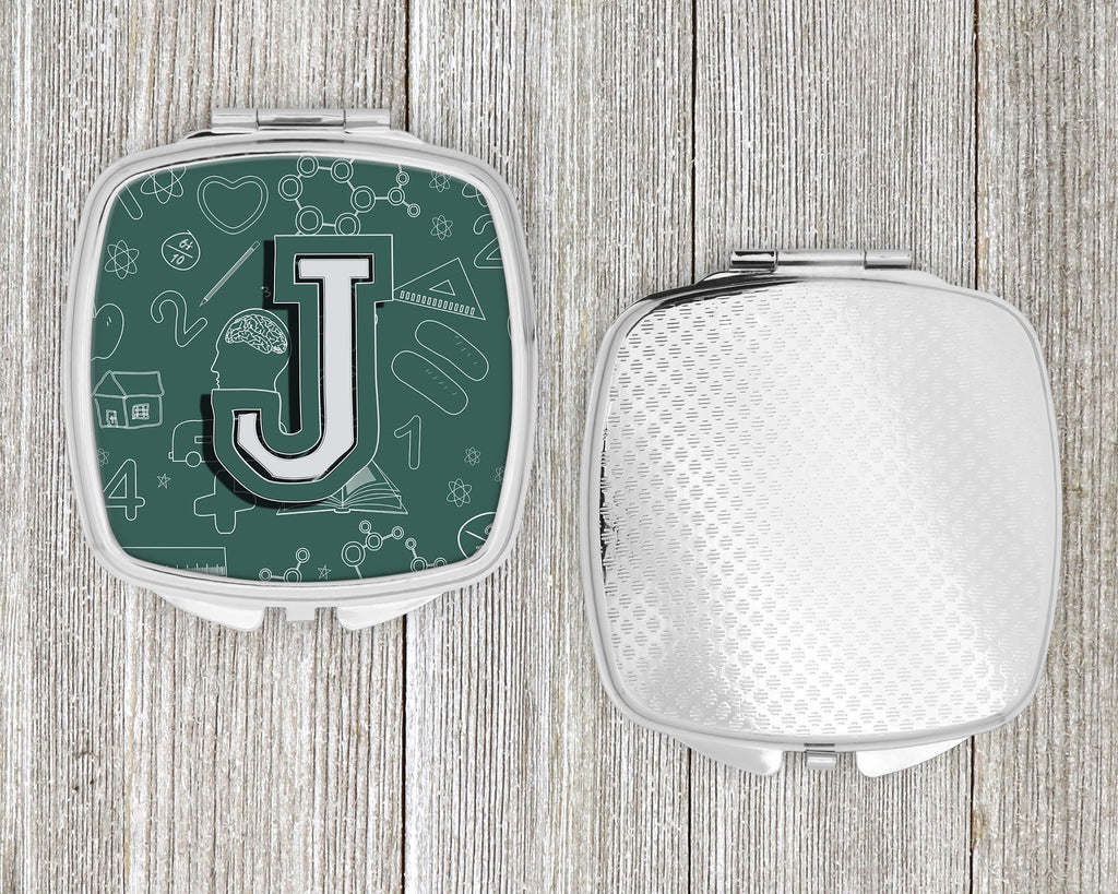 Letter J Back to School Initial Compact Mirror Decorative Travel Makeup Mirror for Women Girls Gifts Pocket Makeup Mirror Folding Handheld