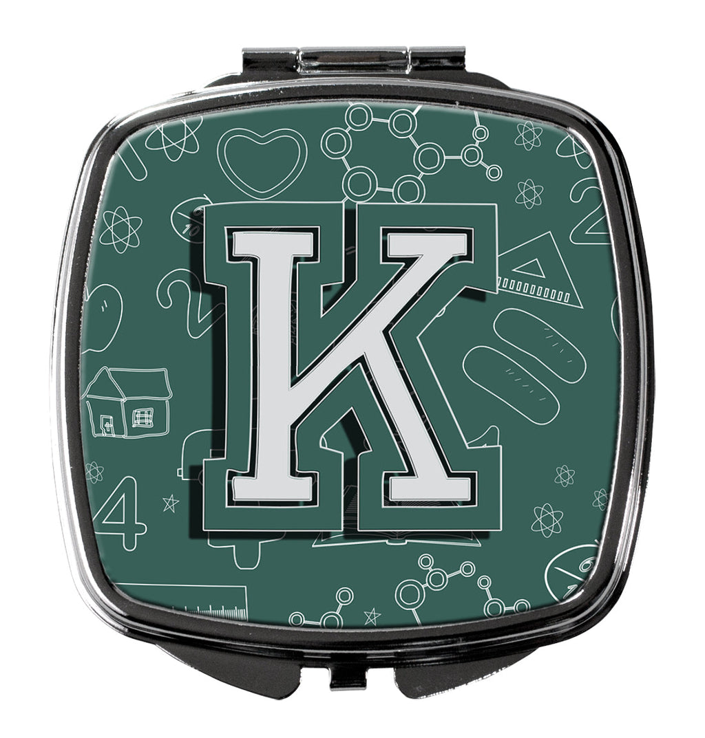 Letter K Back to School Initial Compact Mirror Decorative Travel Makeup Mirror for Women Girls Gifts Pocket Makeup Mirror Folding Handheld