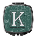 Letter K Back to School Initial Compact Mirror Decorative Travel Makeup Mirror for Women Girls Gifts Pocket Makeup Mirror Folding Handheld