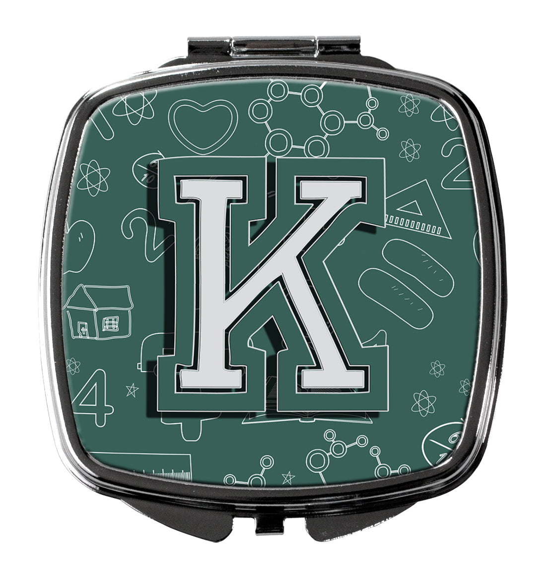Letter K Back to School Initial Compact Mirror Decorative Travel Makeup Mirror for Women Girls Gifts Pocket Makeup Mirror Folding Handheld