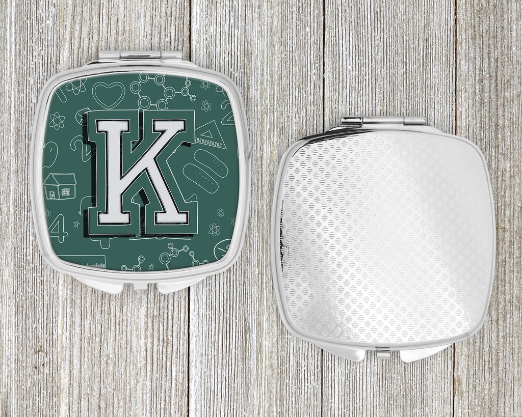 Letter K Back to School Initial Compact Mirror Decorative Travel Makeup Mirror for Women Girls Gifts Pocket Makeup Mirror Folding Handheld
