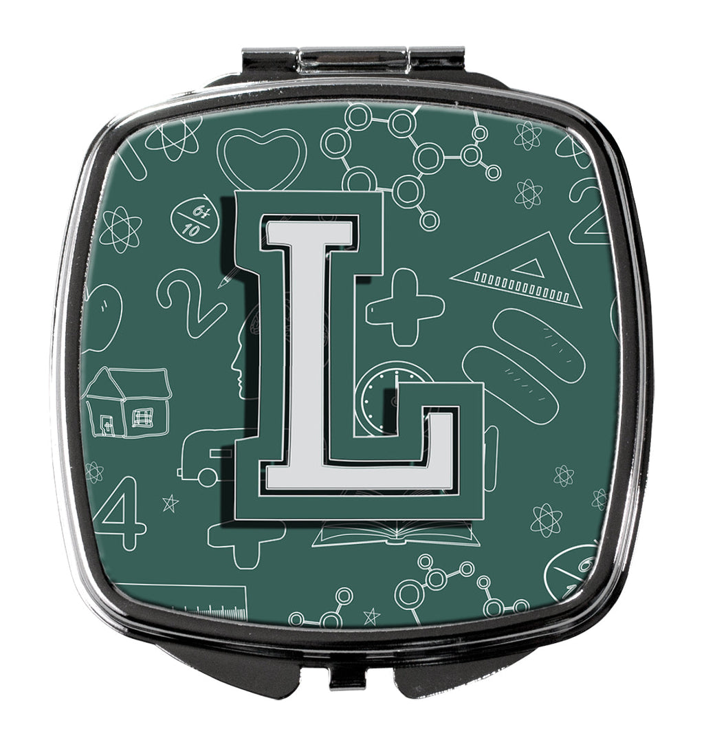 Letter L Back to School Initial Compact Mirror Decorative Travel Makeup Mirror for Women Girls Gifts Pocket Makeup Mirror Folding Handheld