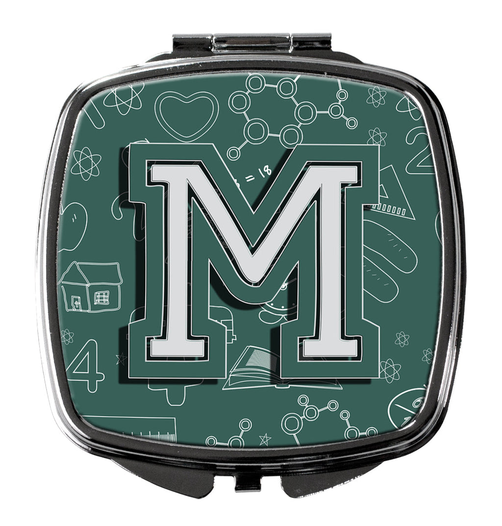 Letter M Back to School Initial Compact Mirror Decorative Travel Makeup Mirror for Women Girls Gifts Pocket Makeup Mirror Folding Handheld