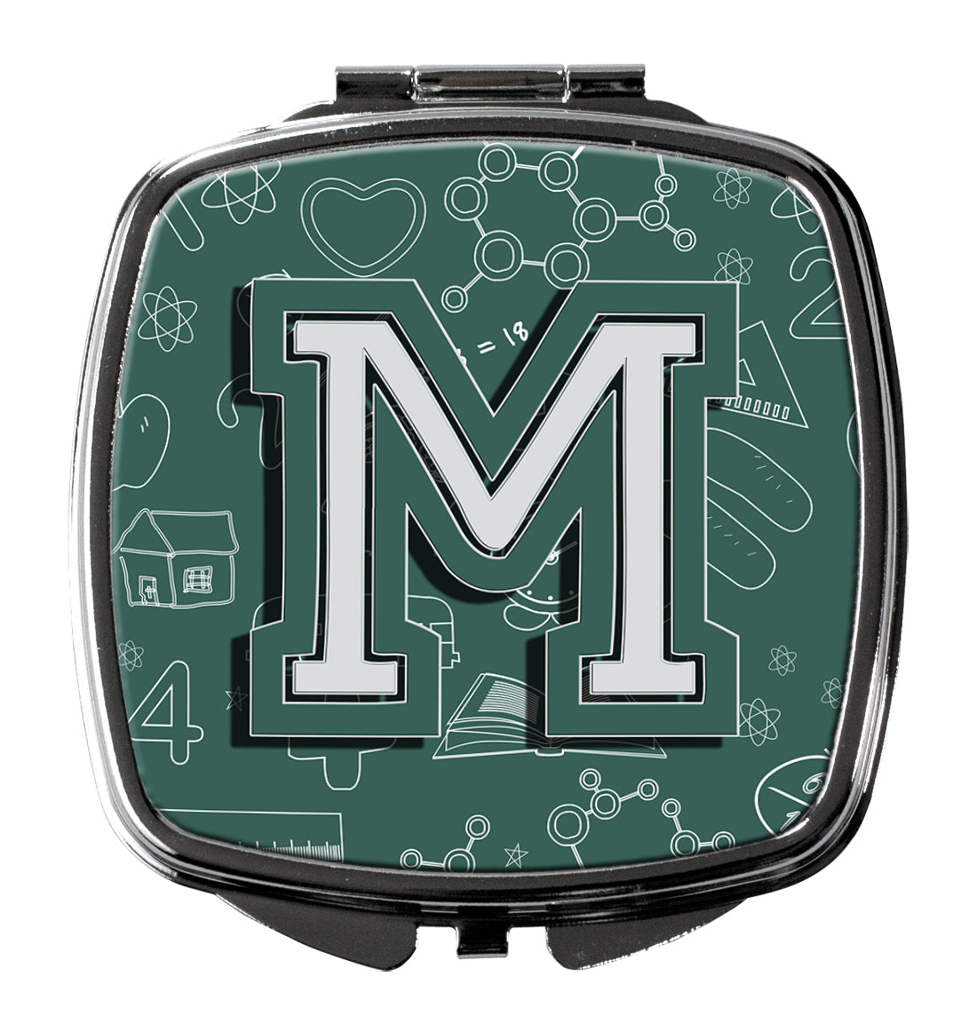 Letter M Back to School Initial Compact Mirror Decorative Travel Makeup Mirror for Women Girls Gifts Pocket Makeup Mirror Folding Handheld