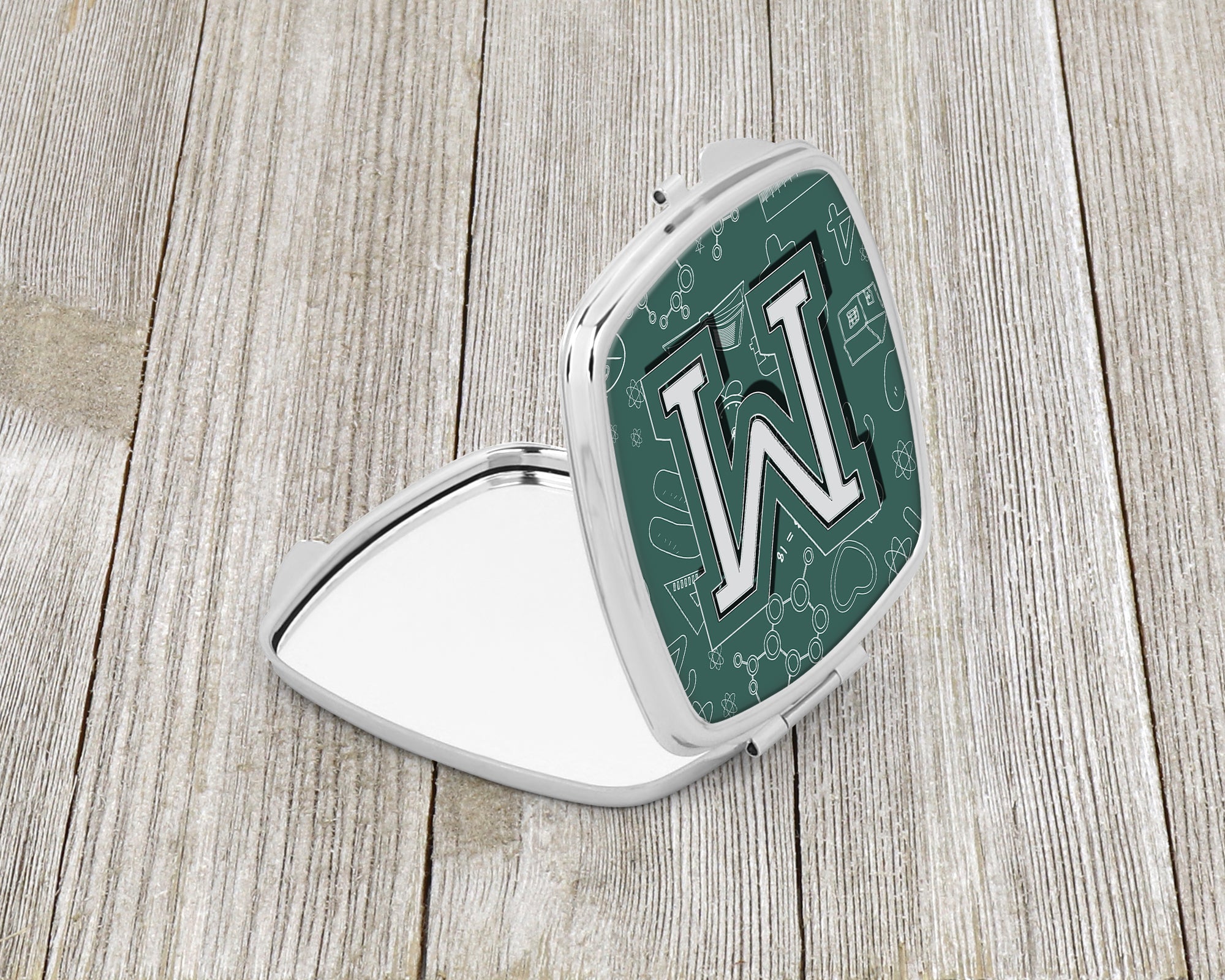 Letter M Back to School Initial Compact Mirror Decorative Travel Makeup Mirror for Women Girls Gifts Pocket Makeup Mirror Folding Handheld
