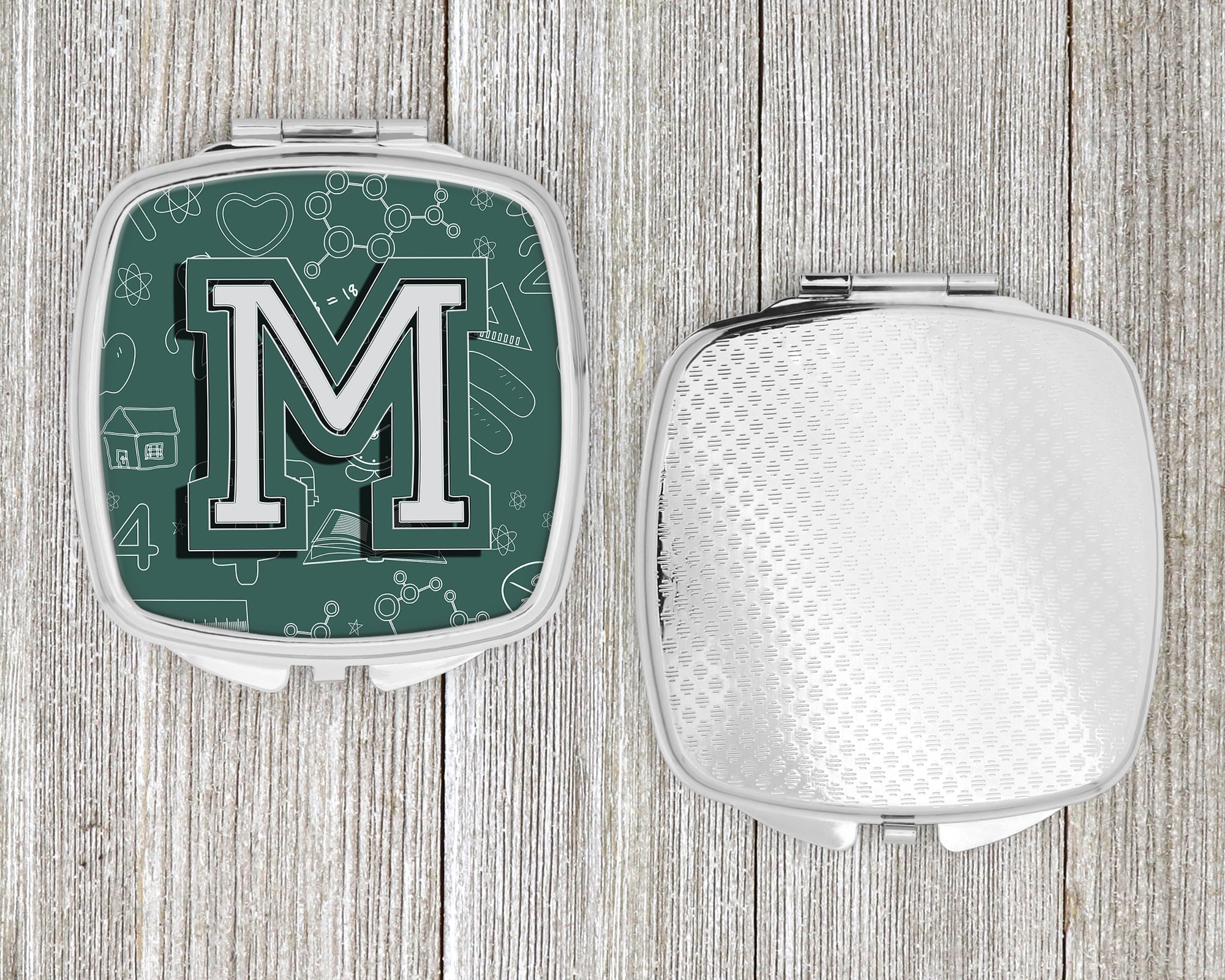 Letter M Back to School Initial Compact Mirror Decorative Travel Makeup Mirror for Women Girls Gifts Pocket Makeup Mirror Folding Handheld