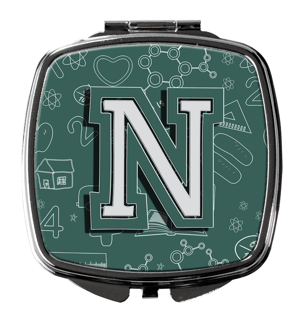 Letter N Back to School Initial Compact Mirror Decorative Travel Makeup Mirror for Women Girls Gifts Pocket Makeup Mirror Folding Handheld