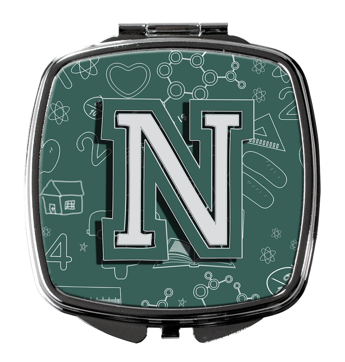 Letter N Back to School Initial Compact Mirror Decorative Travel Makeup Mirror for Women Girls Gifts Pocket Makeup Mirror Folding Handheld