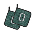 Letter O Back to School Initial Pot Holder Set of 2 Heat Resistant Quilted Hot Pads 7.5 x 7.5 Inch, Insulated Kitchen Trivets for Cooking & Baking