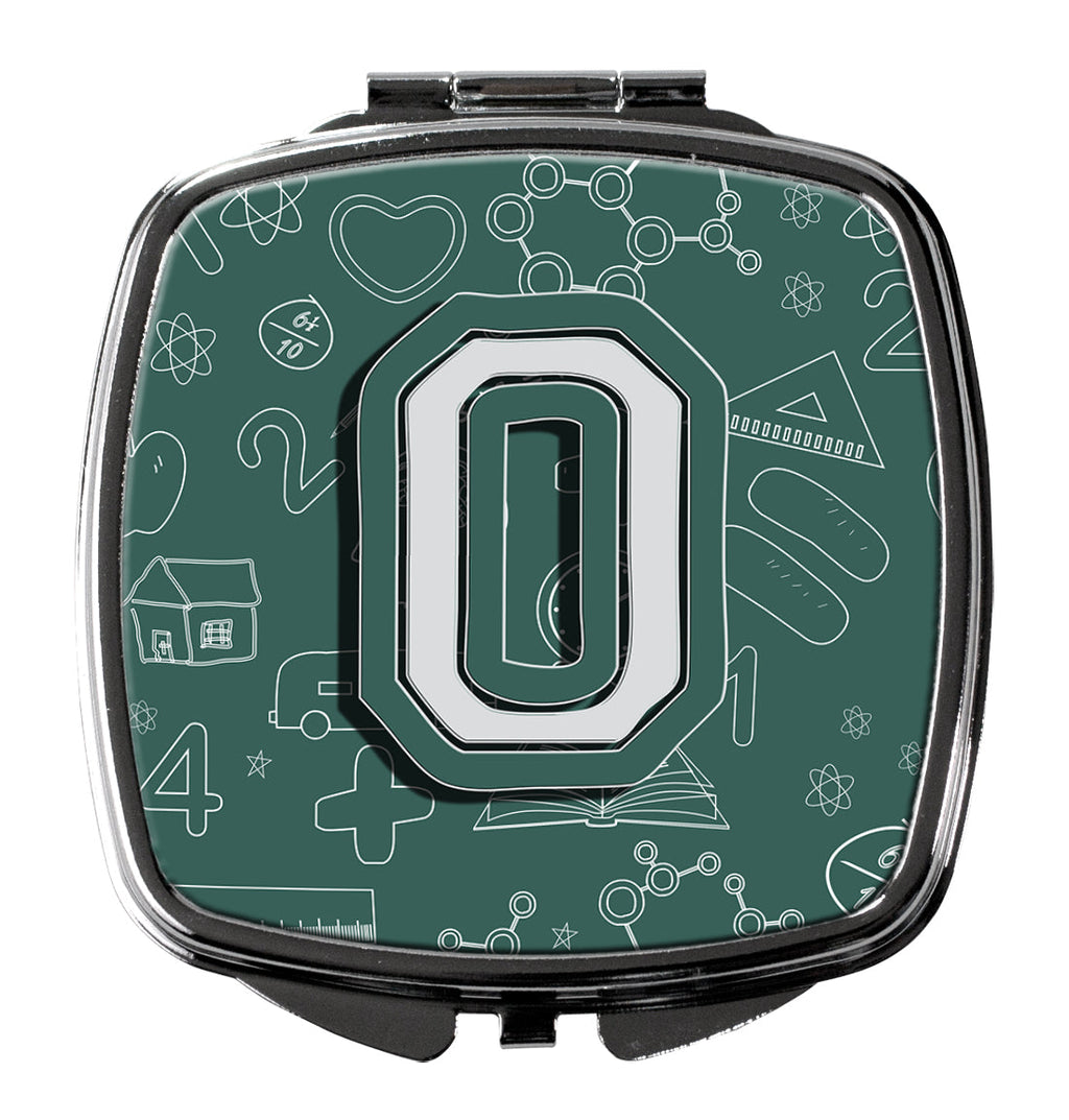 Letter O Back to School Initial Compact Mirror Decorative Travel Makeup Mirror for Women Girls Gifts Pocket Makeup Mirror Folding Handheld