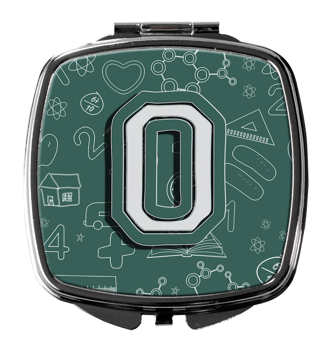 Letter O Back to School Initial Compact Mirror Decorative Travel Makeup Mirror for Women Girls Gifts Pocket Makeup Mirror Folding Handheld