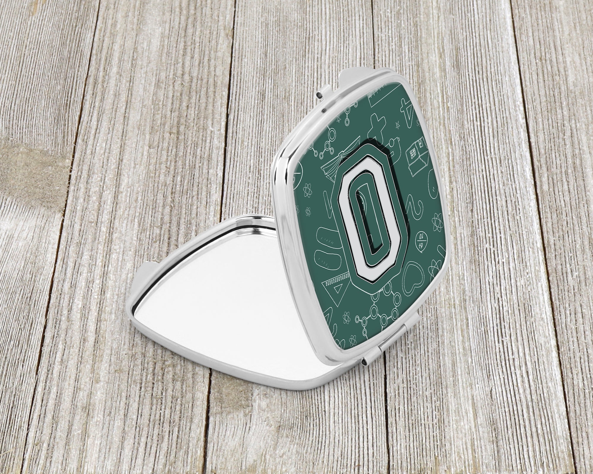 Letter O Back to School Initial Compact Mirror Decorative Travel Makeup Mirror for Women Girls Gifts Pocket Makeup Mirror Folding Handheld