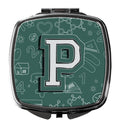 Letter P Back to School Initial Compact Mirror Decorative Travel Makeup Mirror for Women Girls Gifts Pocket Makeup Mirror Folding Handheld