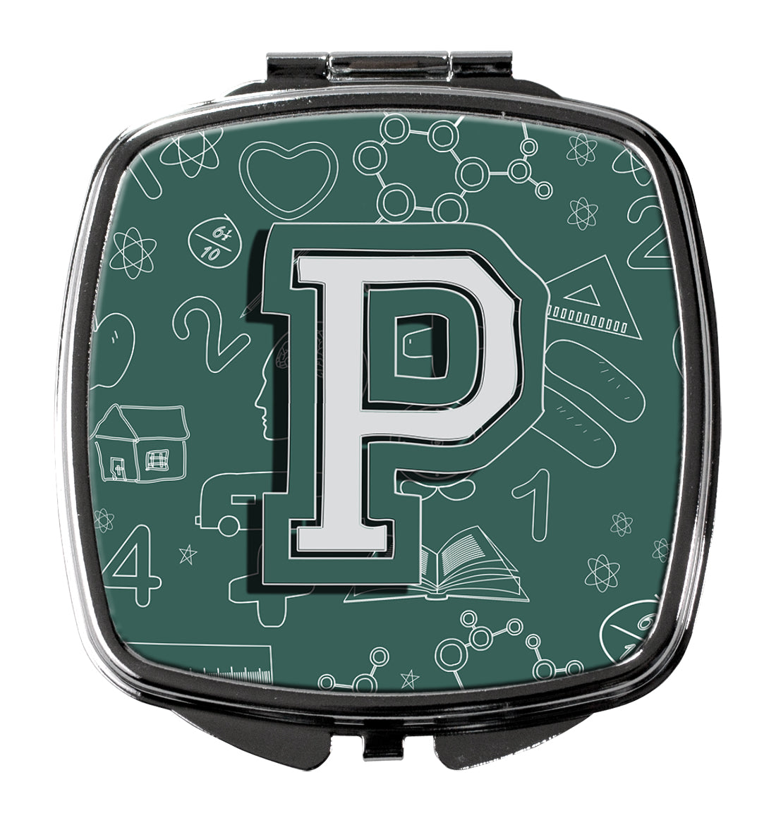 Letter P Back to School Initial Compact Mirror Decorative Travel Makeup Mirror for Women Girls Gifts Pocket Makeup Mirror Folding Handheld