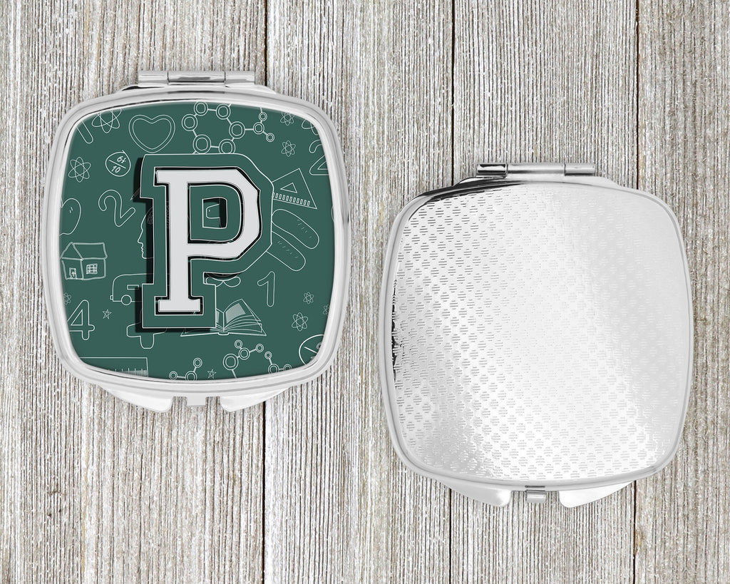 Letter P Back to School Initial Compact Mirror Decorative Travel Makeup Mirror for Women Girls Gifts Pocket Makeup Mirror Folding Handheld