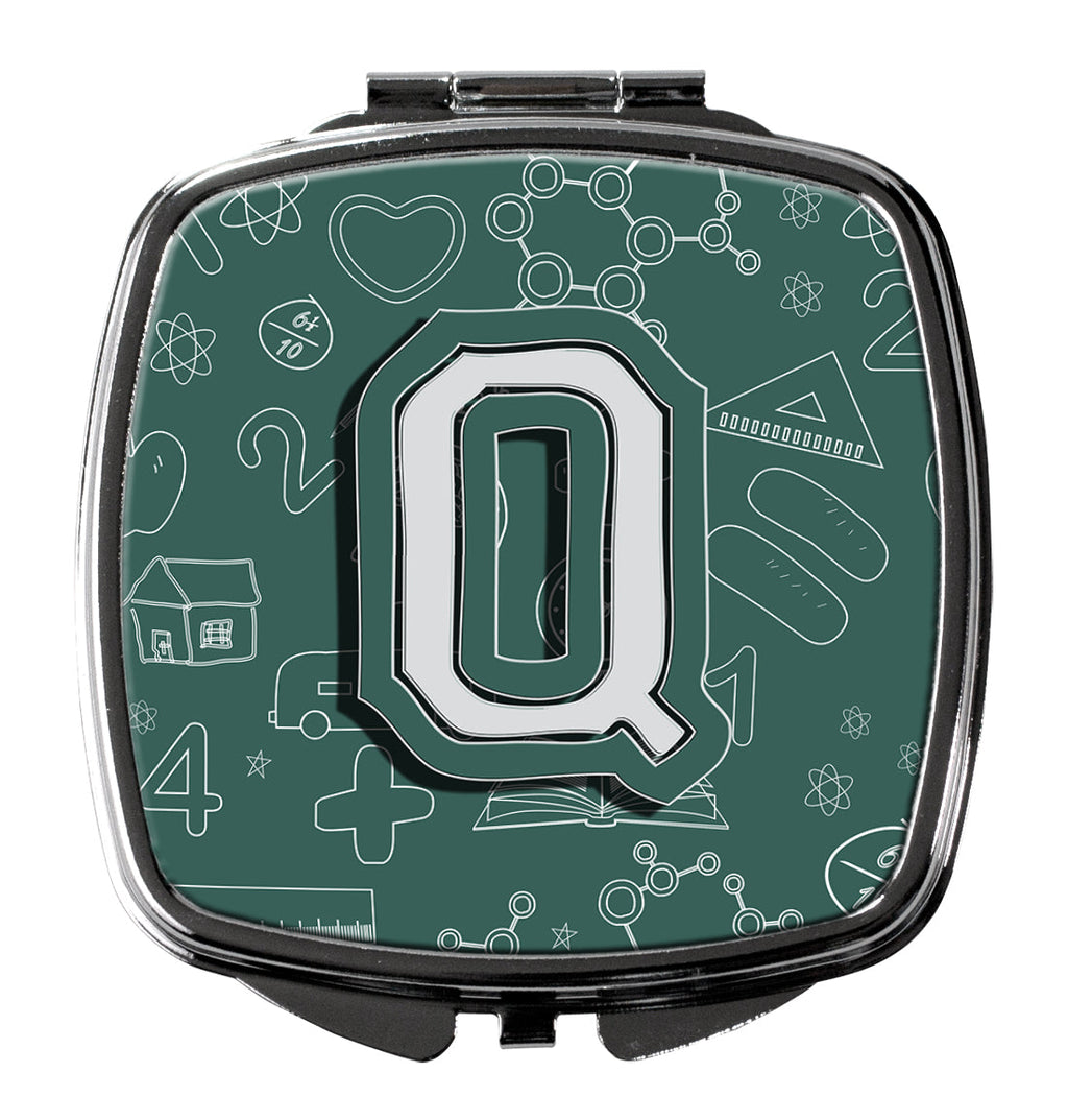 Letter Q Back to School Initial Compact Mirror Decorative Travel Makeup Mirror for Women Girls Gifts Pocket Makeup Mirror Folding Handheld