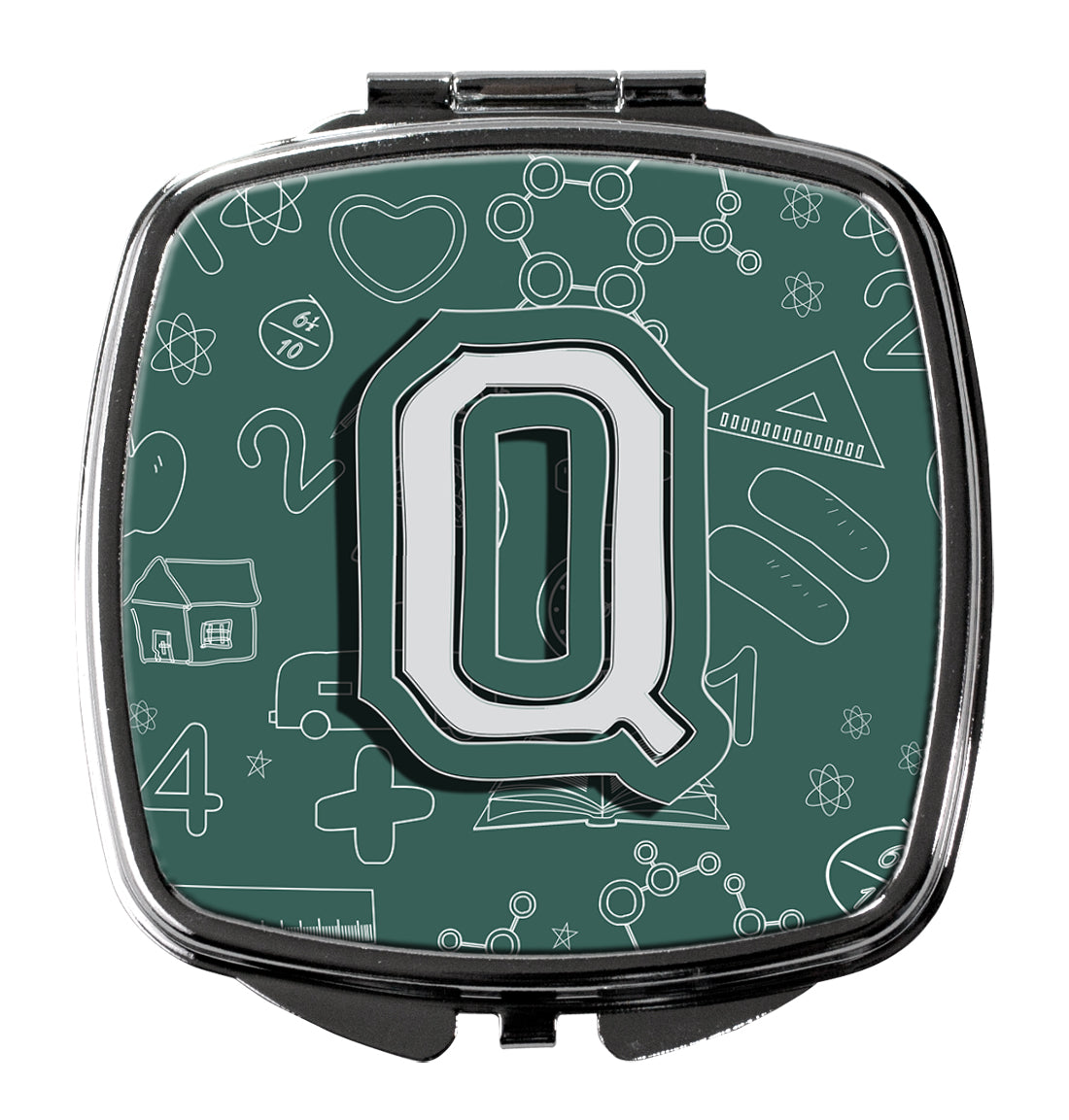 Letter Q Back to School Initial Compact Mirror Decorative Travel Makeup Mirror for Women Girls Gifts Pocket Makeup Mirror Folding Handheld