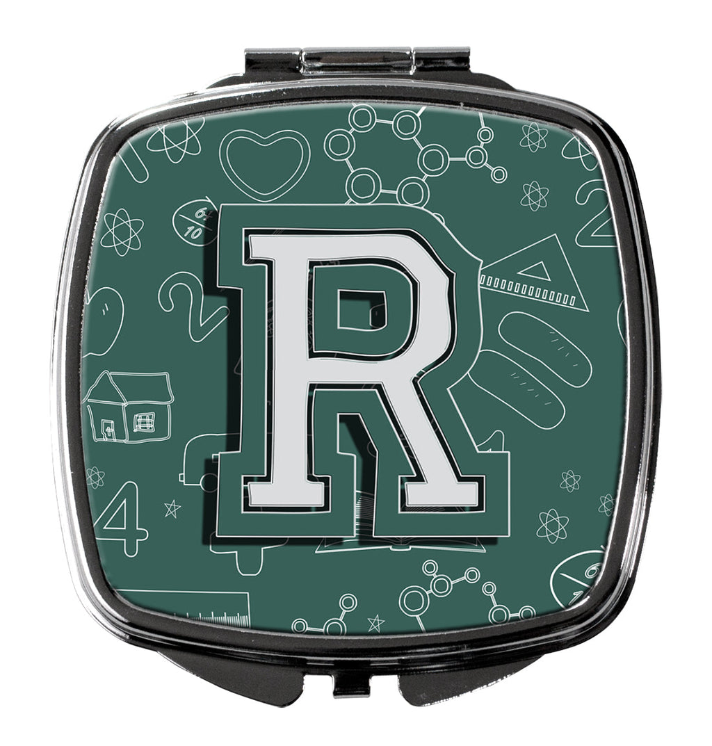Letter R Back to School Initial Compact Mirror Decorative Travel Makeup Mirror for Women Girls Gifts Pocket Makeup Mirror Folding Handheld