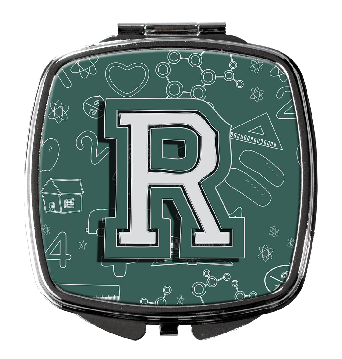 Letter R Back to School Initial Compact Mirror Decorative Travel Makeup Mirror for Women Girls Gifts Pocket Makeup Mirror Folding Handheld