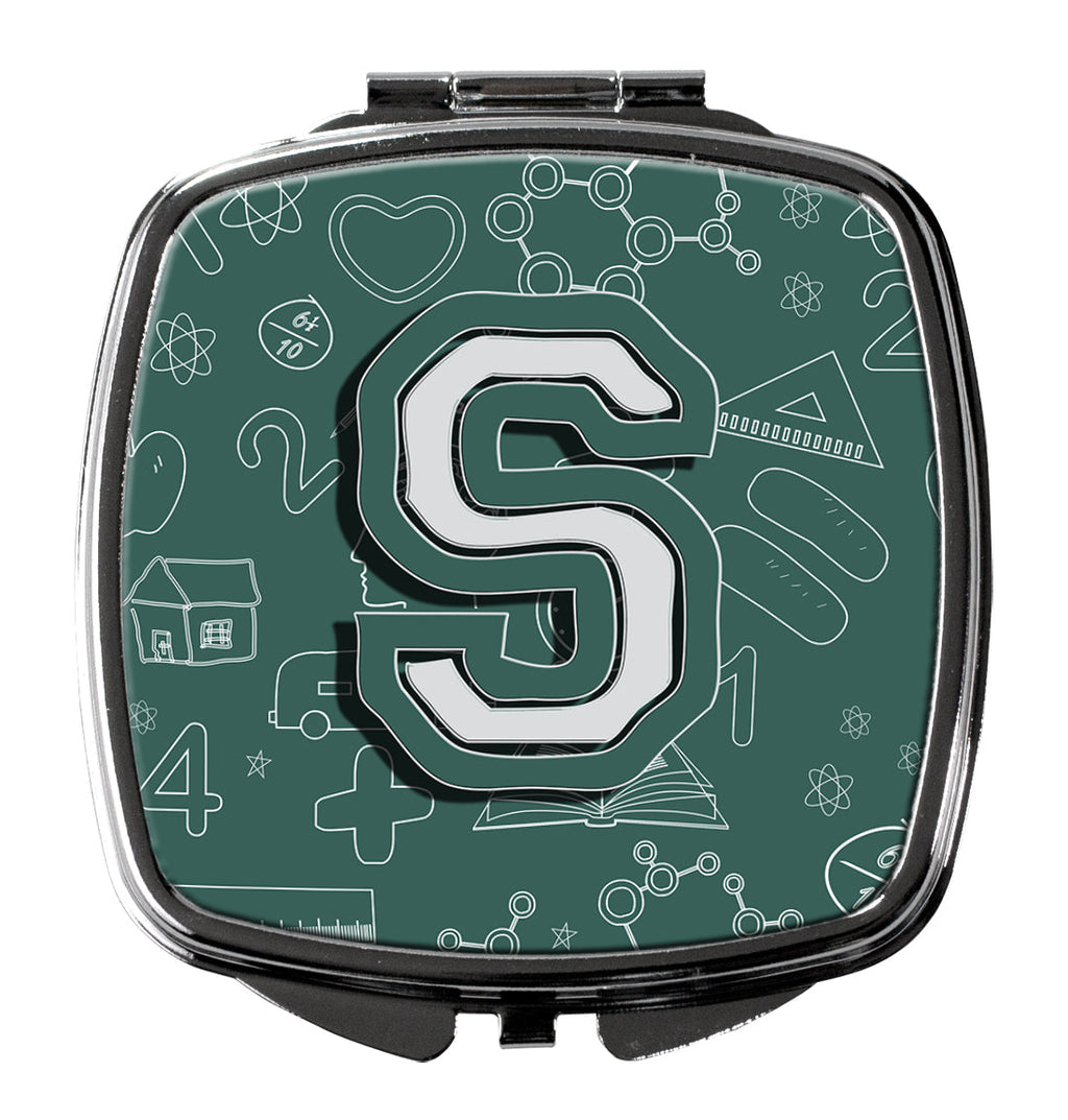 Letter S Back to School Initial Compact Mirror Decorative Travel Makeup Mirror for Women Girls Gifts Pocket Makeup Mirror Folding Handheld