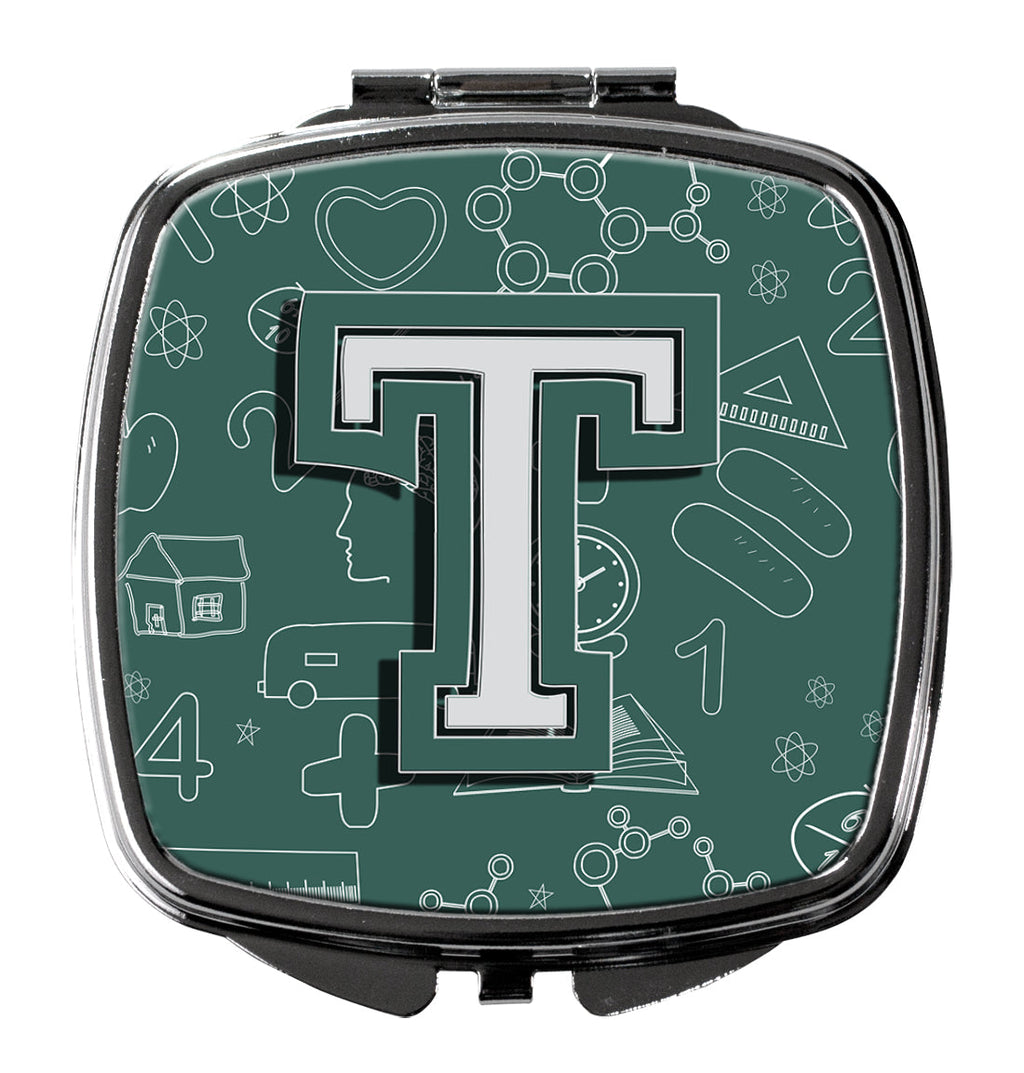 Letter T Back to School Initial Compact Mirror Decorative Travel Makeup Mirror for Women Girls Gifts Pocket Makeup Mirror Folding Handheld