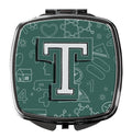 Letter T Back to School Initial Compact Mirror Decorative Travel Makeup Mirror for Women Girls Gifts Pocket Makeup Mirror Folding Handheld