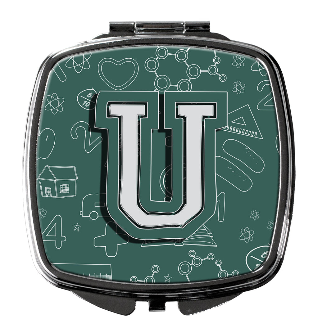 Letter U Back to School Initial Compact Mirror Decorative Travel Makeup Mirror for Women Girls Gifts Pocket Makeup Mirror Folding Handheld
