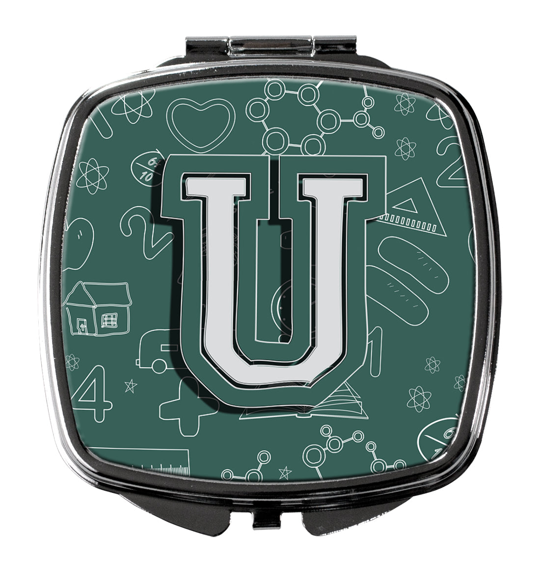 Letter U Back to School Initial Compact Mirror Decorative Travel Makeup Mirror for Women Girls Gifts Pocket Makeup Mirror Folding Handheld