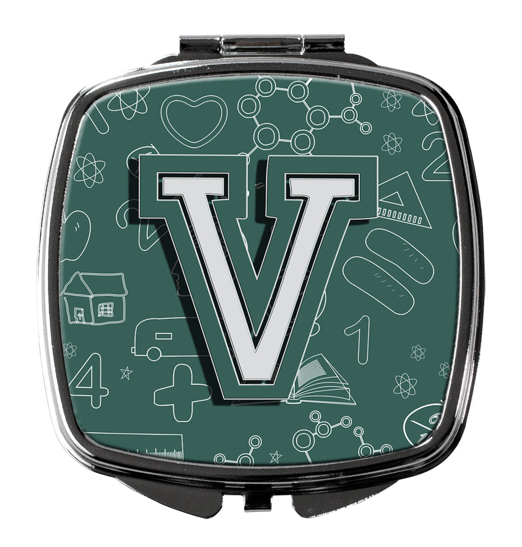 Letter V Back to School Initial Compact Mirror Decorative Travel Makeup Mirror for Women Girls Gifts Pocket Makeup Mirror Folding Handheld