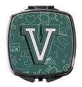 Letter V Back to School Initial Compact Mirror Decorative Travel Makeup Mirror for Women Girls Gifts Pocket Makeup Mirror Folding Handheld