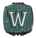 Letter W Back to School Initial Compact Mirror Decorative Travel Makeup Mirror for Women Girls Gifts Pocket Makeup Mirror Folding Handheld