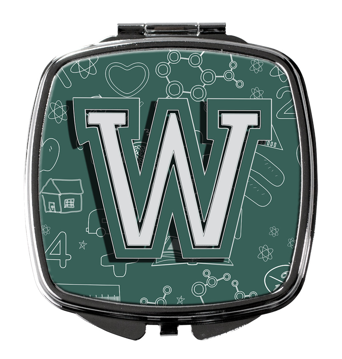 Letter W Back to School Initial Compact Mirror Decorative Travel Makeup Mirror for Women Girls Gifts Pocket Makeup Mirror Folding Handheld