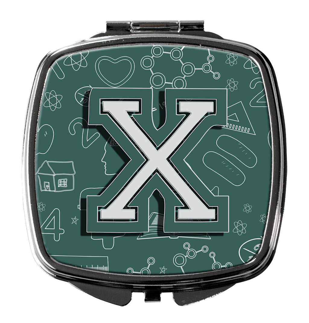 Letter X Back to School Initial Compact Mirror Decorative Travel Makeup Mirror for Women Girls Gifts Pocket Makeup Mirror Folding Handheld