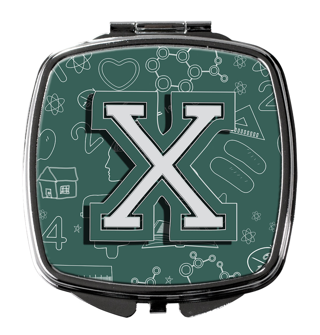 Letter X Back to School Initial Compact Mirror Decorative Travel Makeup Mirror for Women Girls Gifts Pocket Makeup Mirror Folding Handheld