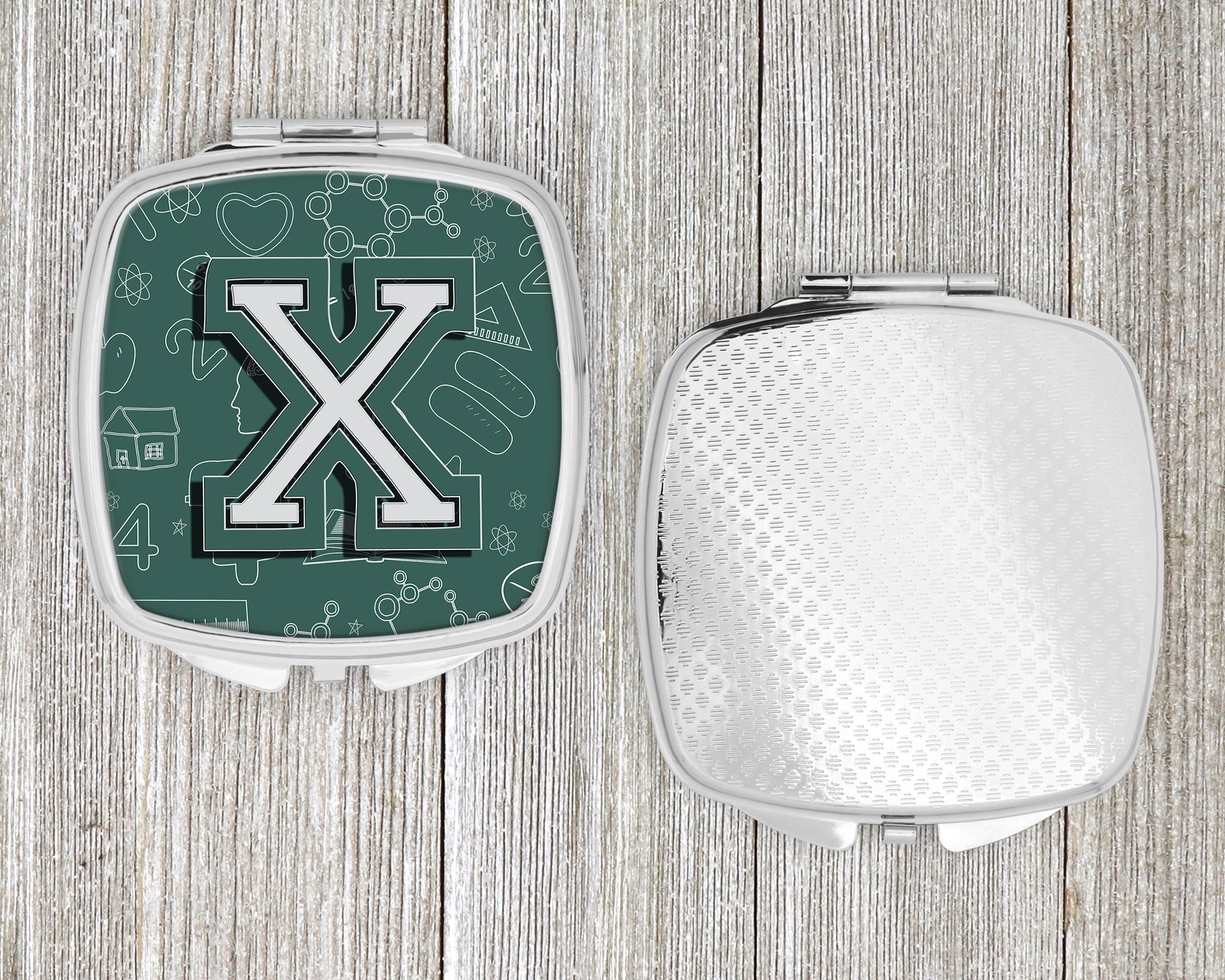 Letter X Back to School Initial Compact Mirror Decorative Travel Makeup Mirror for Women Girls Gifts Pocket Makeup Mirror Folding Handheld