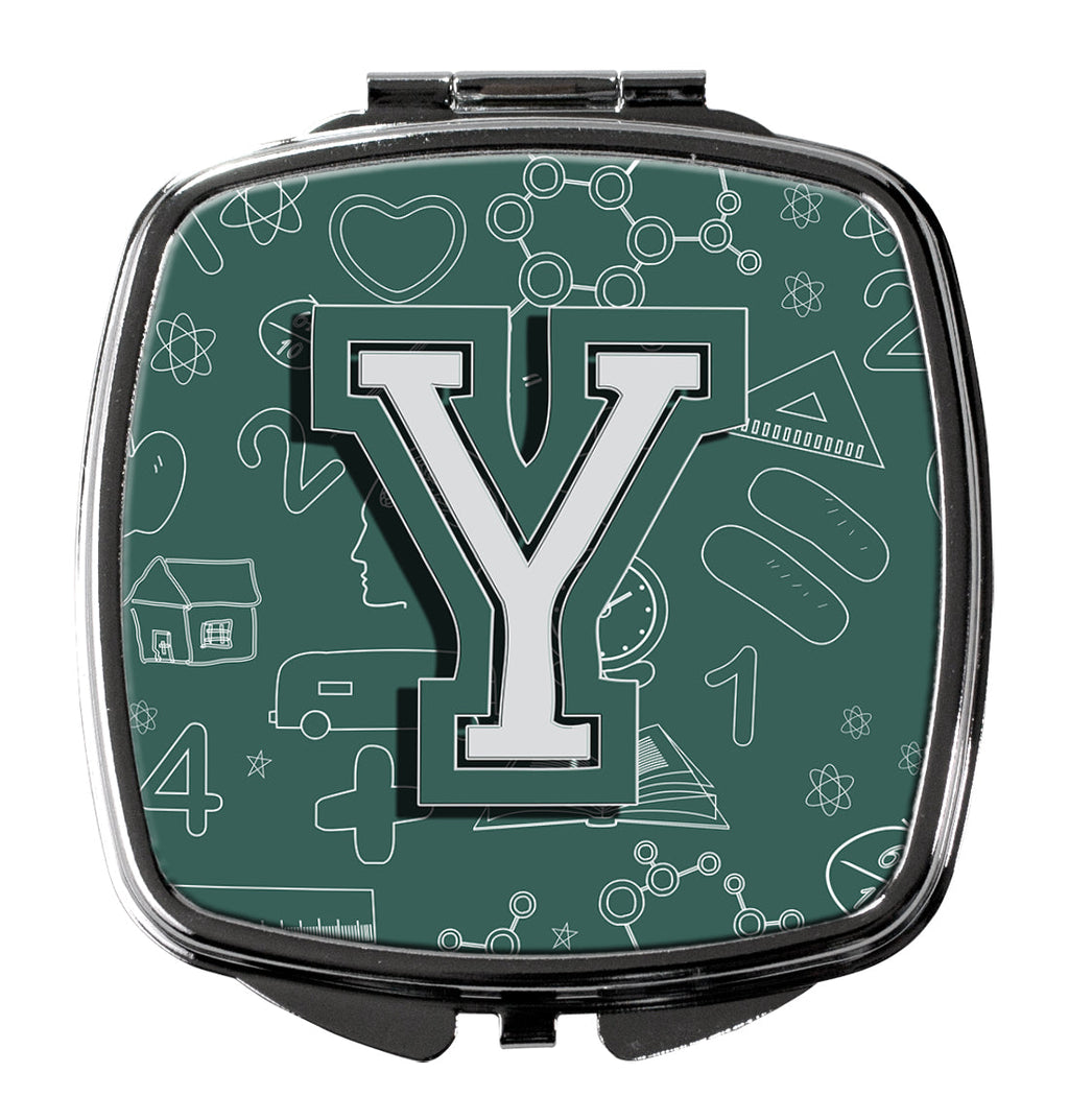 Letter Y Back to School Initial Compact Mirror Decorative Travel Makeup Mirror for Women Girls Gifts Pocket Makeup Mirror Folding Handheld