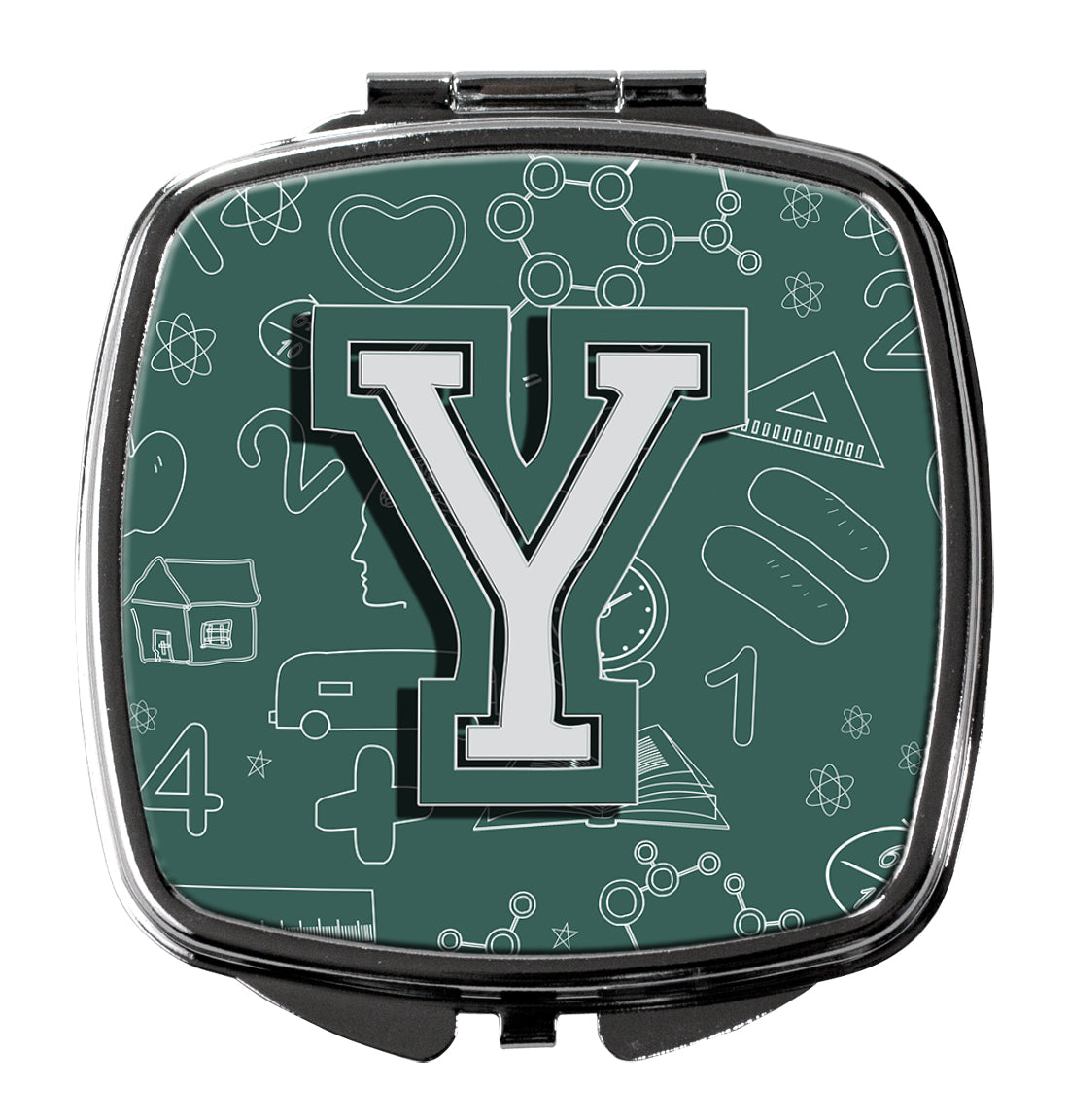 Letter Y Back to School Initial Compact Mirror Decorative Travel Makeup Mirror for Women Girls Gifts Pocket Makeup Mirror Folding Handheld